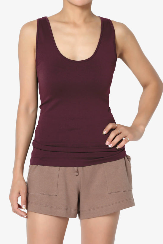 Nisha Scoop Neck Seamless Tank Top DARK BURGUNDY_1