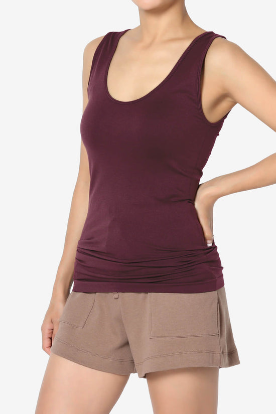 Nisha Scoop Neck Seamless Tank Top DARK BURGUNDY_3