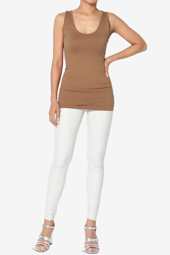 Nisha Scoop Neck Seamless Tank Top DEEP CAMEL_6