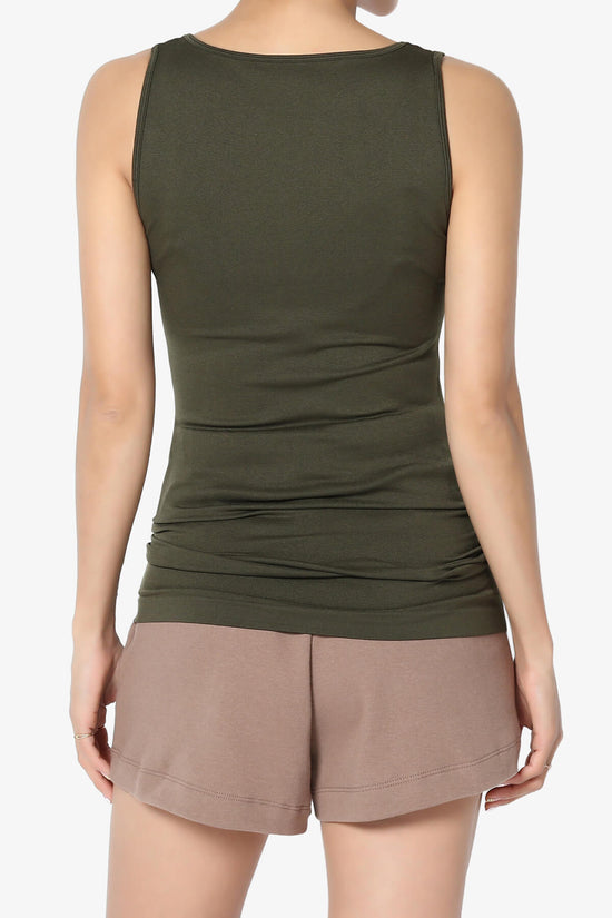 Nisha Scoop Neck Seamless Tank Top OLIVE_2