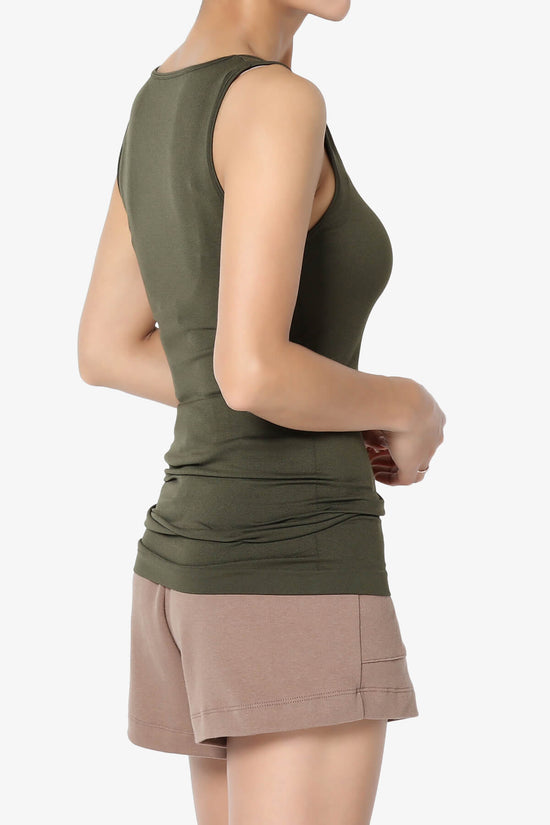 Nisha Scoop Neck Seamless Tank Top OLIVE_4