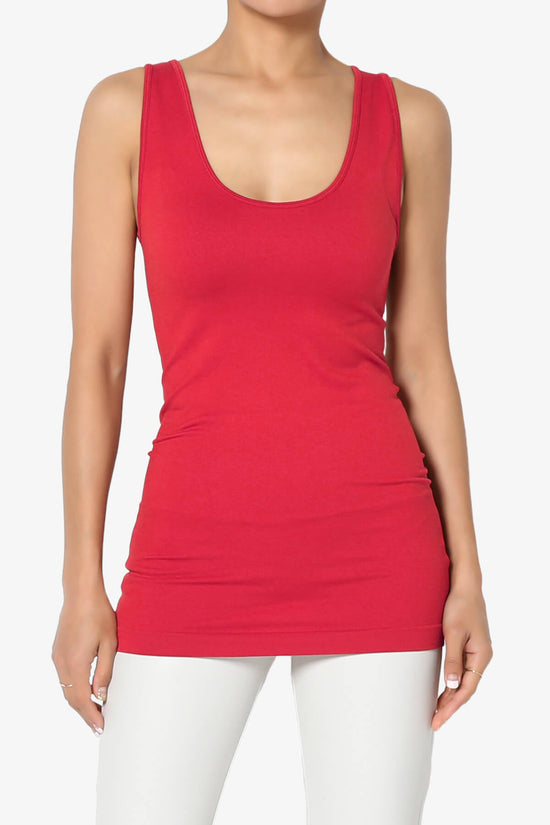 Nisha Scoop Neck Seamless Tank Top RED_1