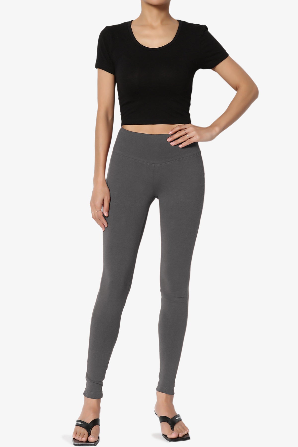 Ansley Cotton Wide Waistband Ankle Leggings PLUS