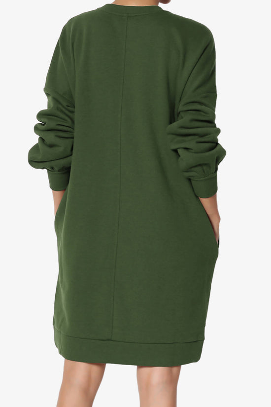 Accie V-Neck Tunic Sweatshirt ARMY GREEN_2