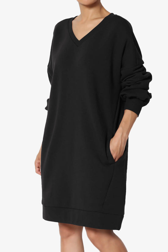 Accie V-Neck Tunic Sweatshirt BLACK_1