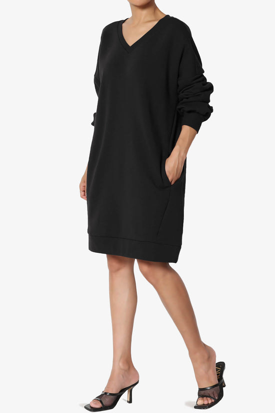Accie V-Neck Tunic Sweatshirt BLACK_6