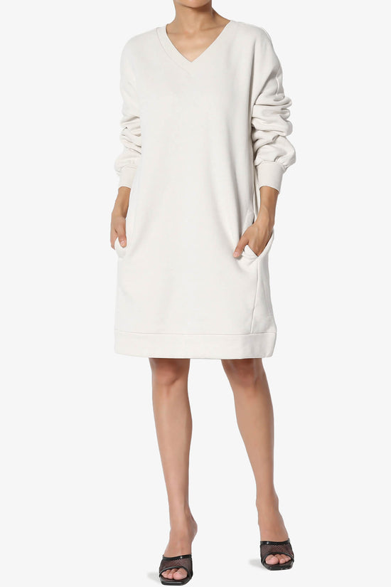Accie V-Neck Tunic Sweatshirt BONE_6