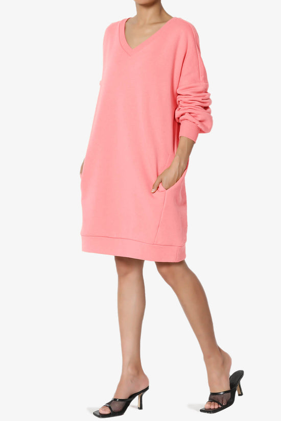 Accie V-Neck Tunic Sweatshirt BRIGHT PINK_3