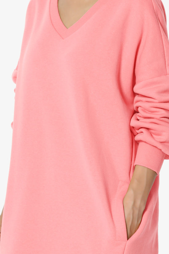 Accie V-Neck Tunic Sweatshirt BRIGHT PINK_5