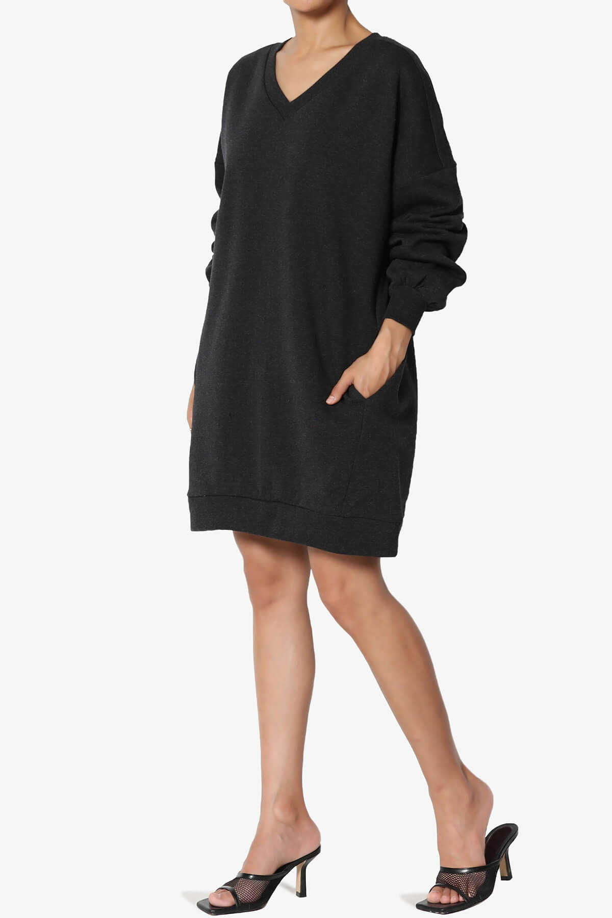 Accie V-Neck Tunic Sweatshirt CHARCOAL_6