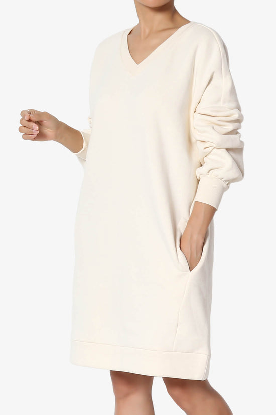 Accie V-Neck Tunic Sweatshirt CREAM_3