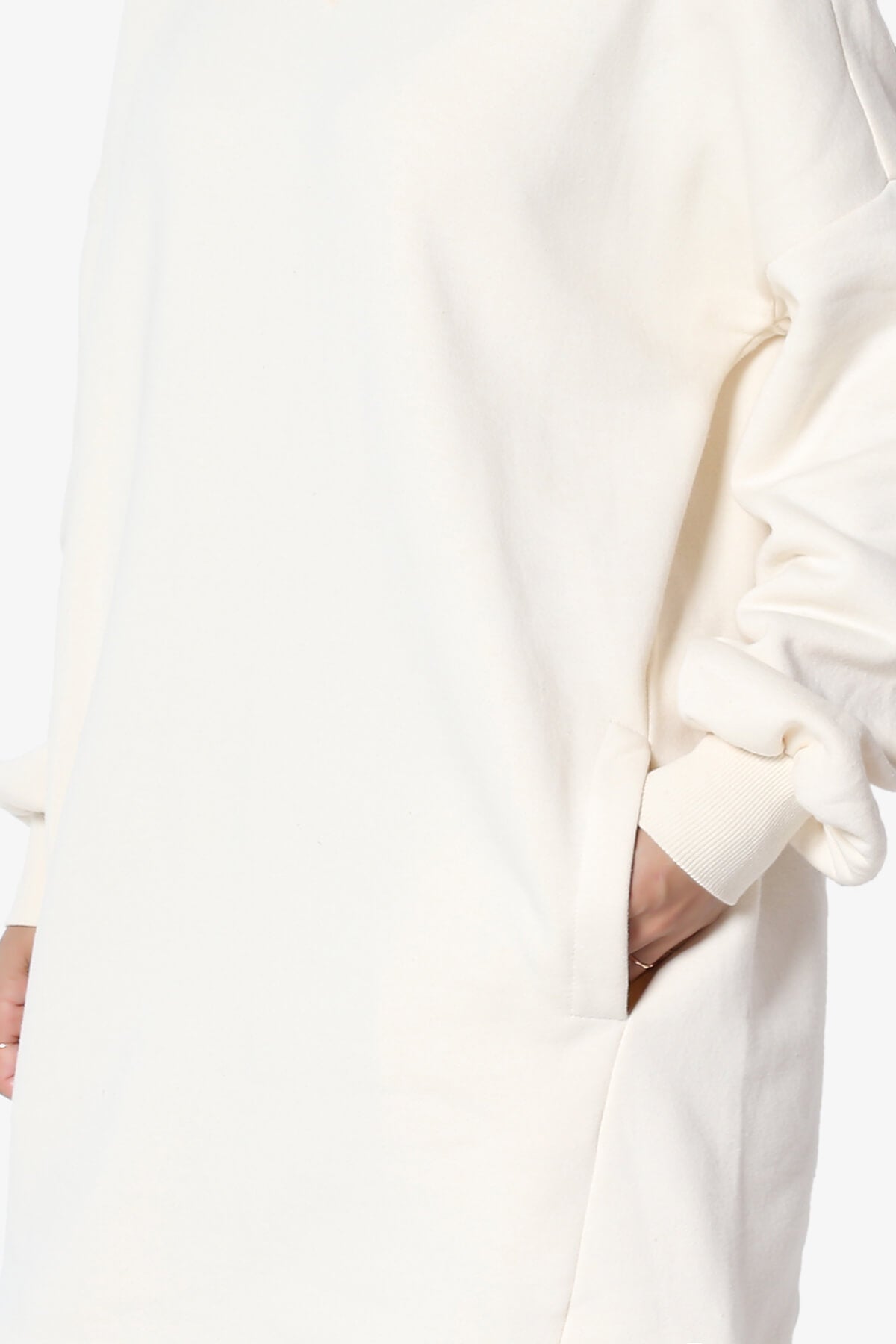 Accie V-Neck Tunic Sweatshirt CREAM_5