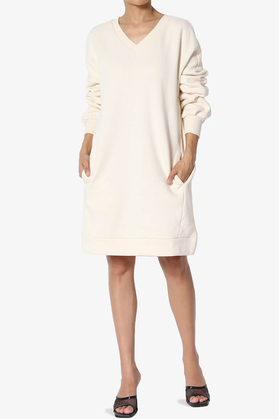 Accie V-Neck Tunic Sweatshirt CREAM_6