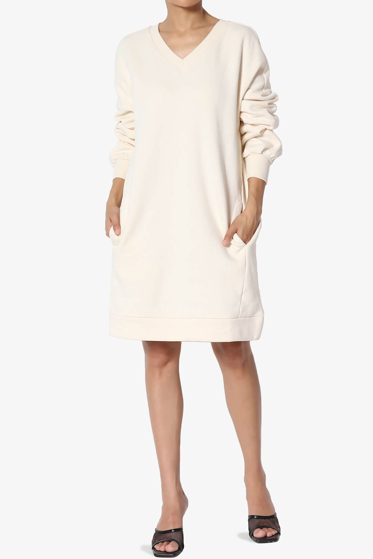 Accie V-Neck Tunic Sweatshirt CREAM_6