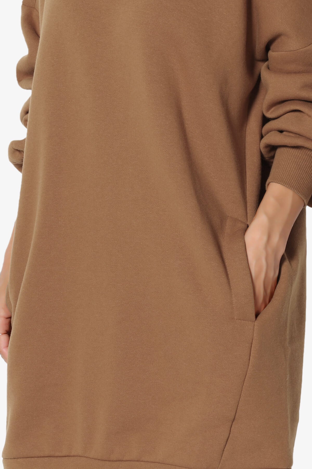Accie V-Neck Tunic Sweatshirt DARK CAMEL_5