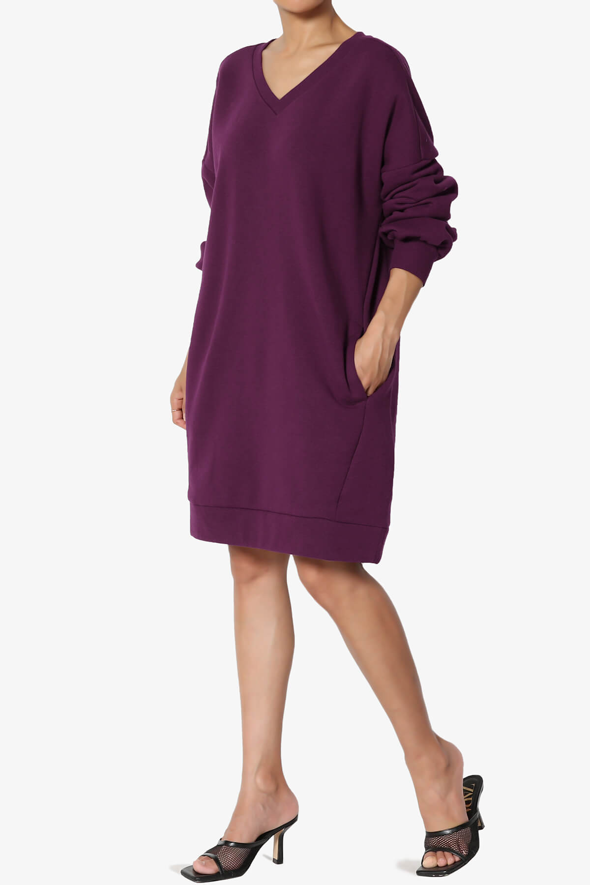 Accie V-Neck Tunic Sweatshirt DARK PLUM_6