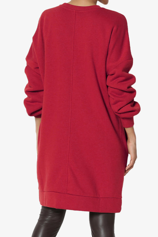 Accie V-Neck Tunic Sweatshirt DARK RED_2