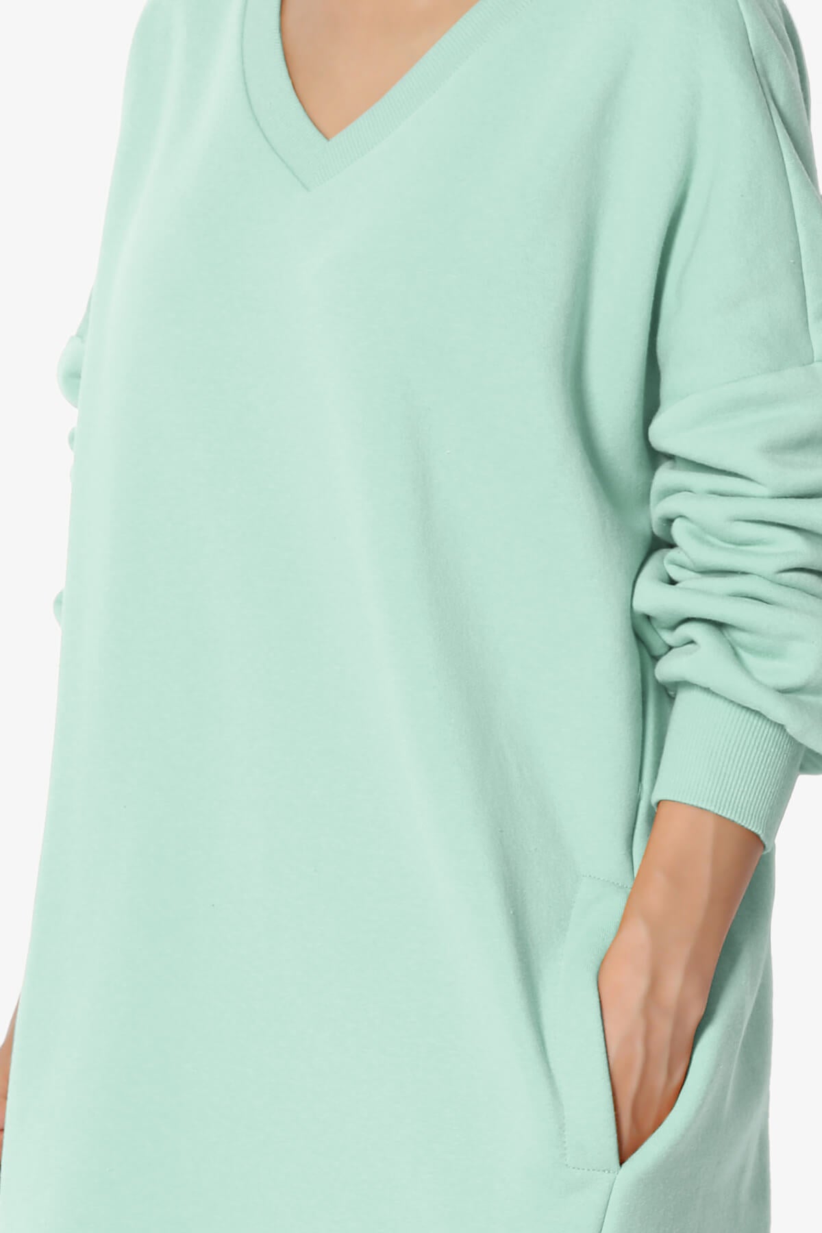 Accie V-Neck Tunic Sweatshirt LIGHT GREEN_5