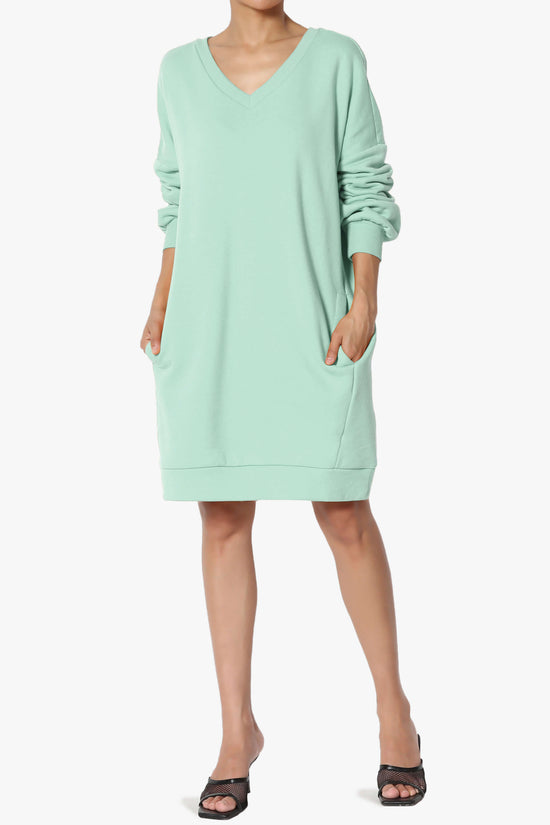 Accie V-Neck Tunic Sweatshirt LIGHT GREEN_6