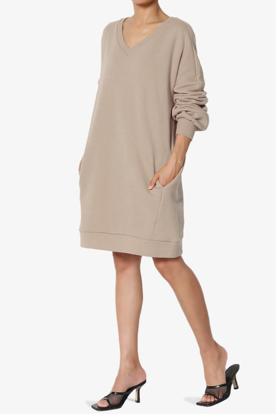 Accie V-Neck Tunic Sweatshirt LIGHT MOCHA_3