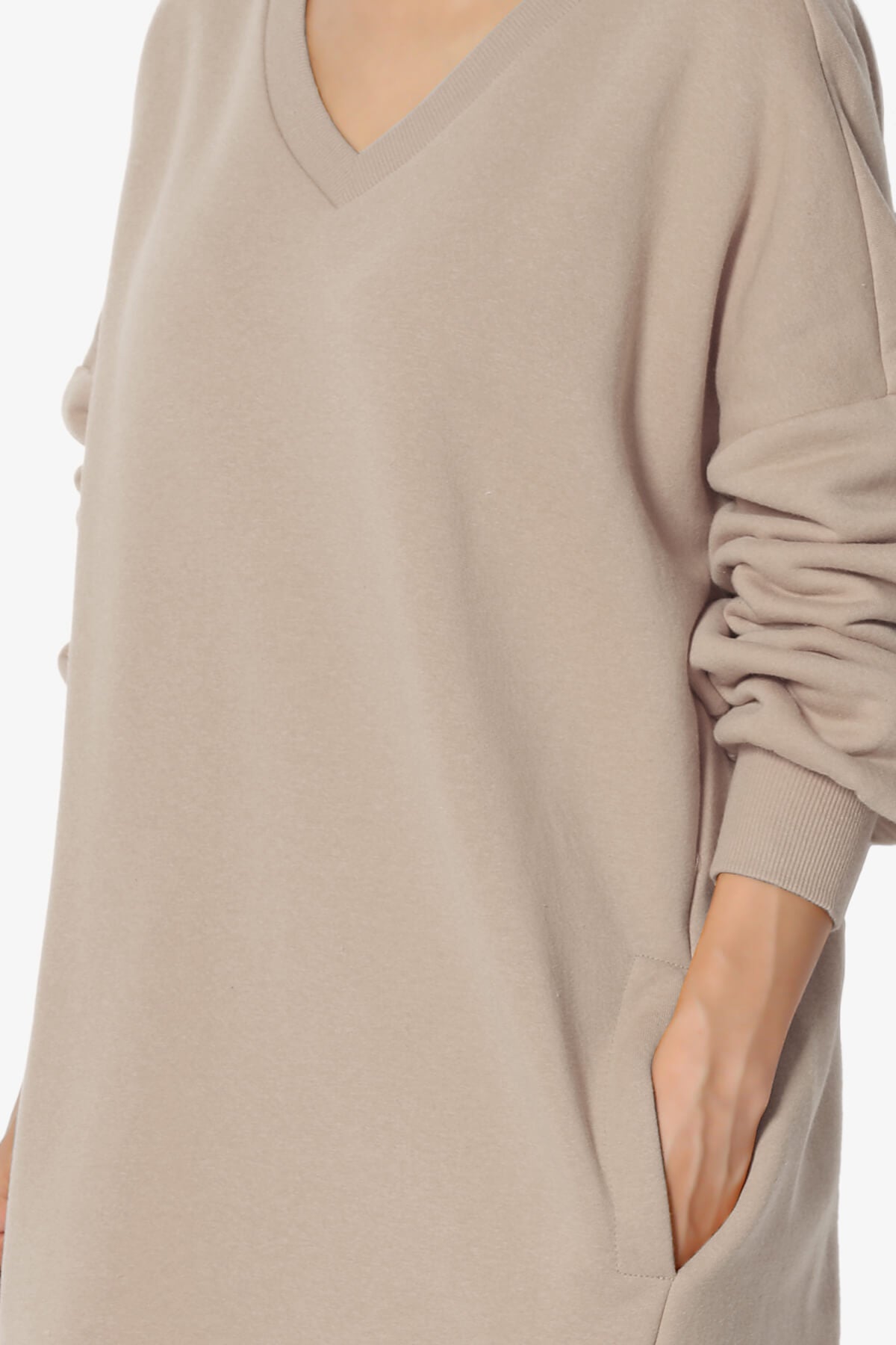 Accie V-Neck Tunic Sweatshirt LIGHT MOCHA_5