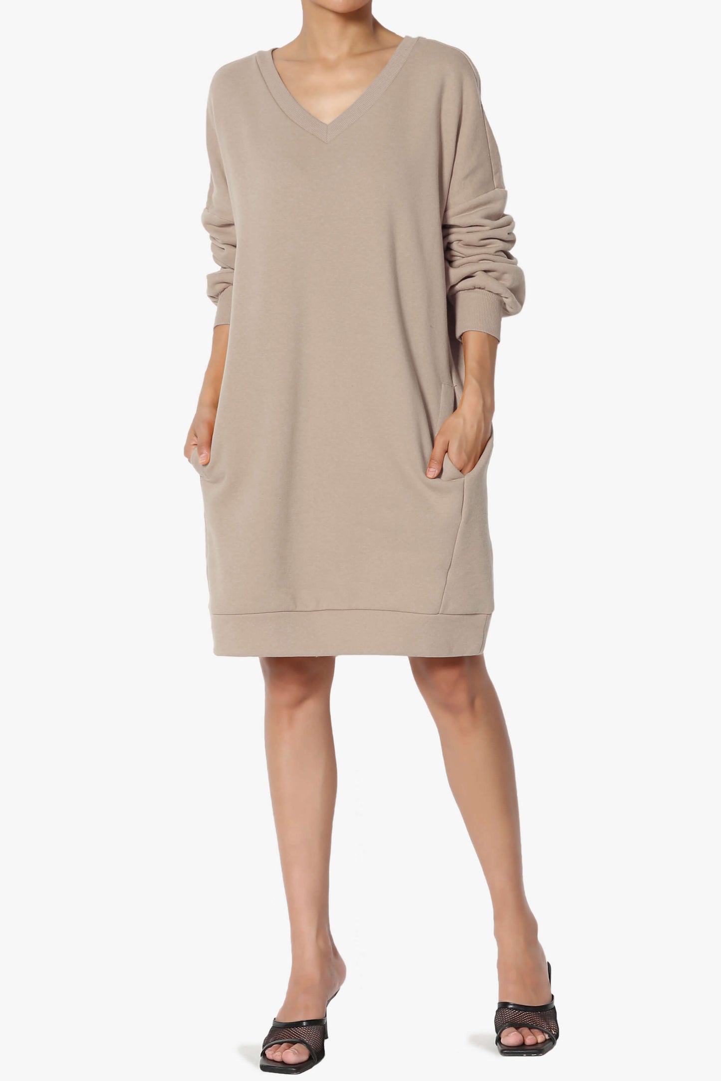 Accie V-Neck Tunic Sweatshirt LIGHT MOCHA_6