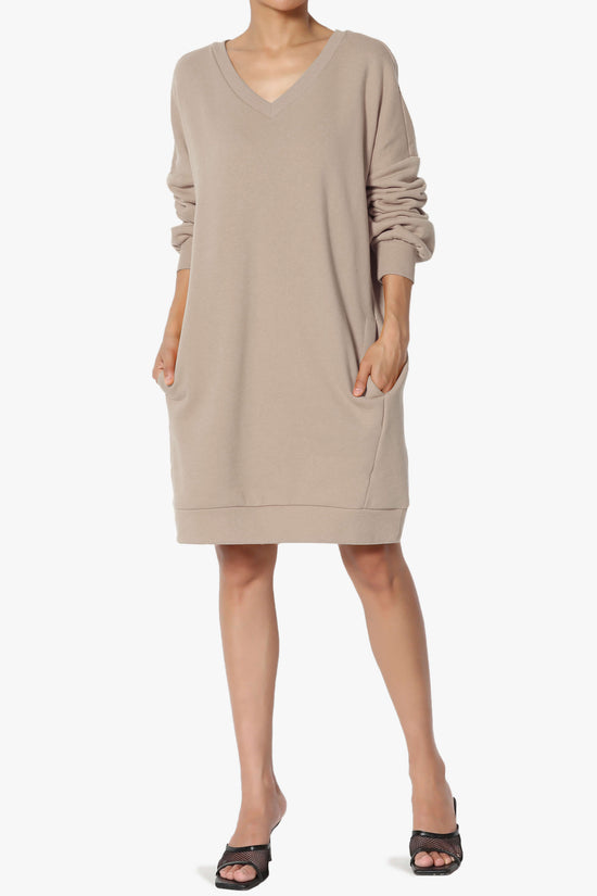 Accie V-Neck Tunic Sweatshirt LIGHT MOCHA_6