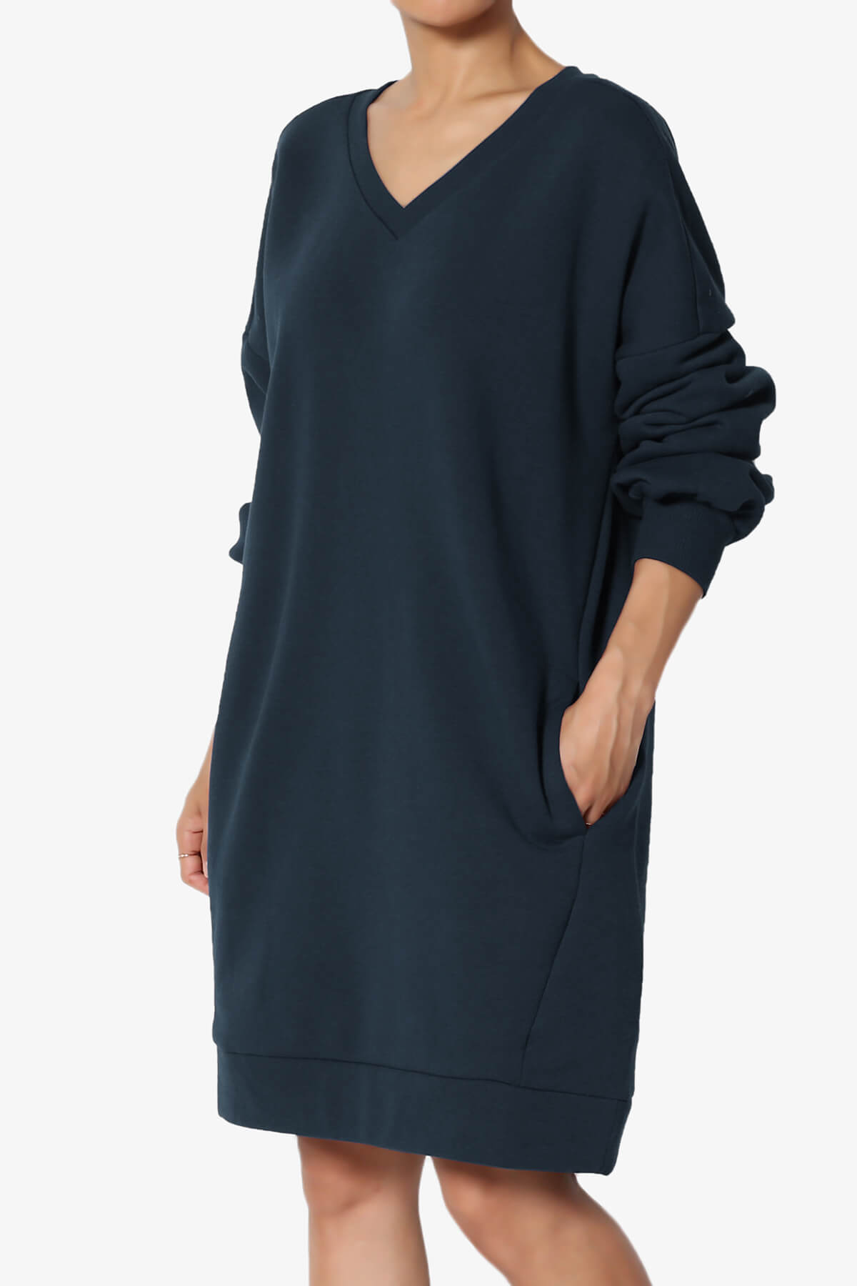 Accie V-Neck Tunic Sweatshirt NAVY_1