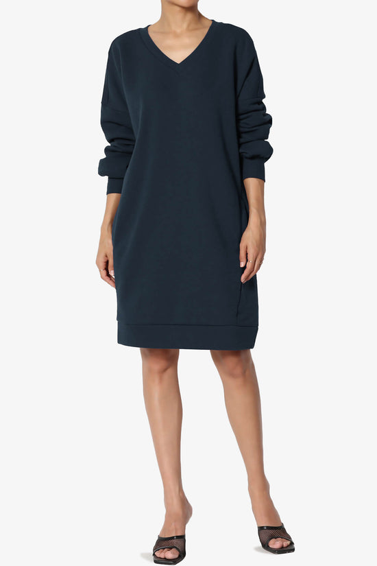 Accie V-Neck Tunic Sweatshirt NAVY_6