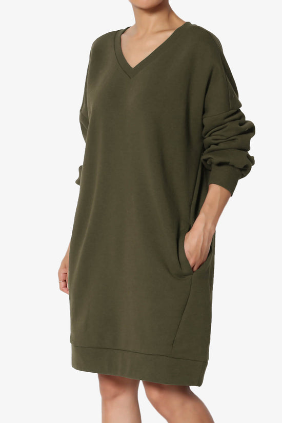 Accie V-Neck Tunic Sweatshirt OLIVE_1