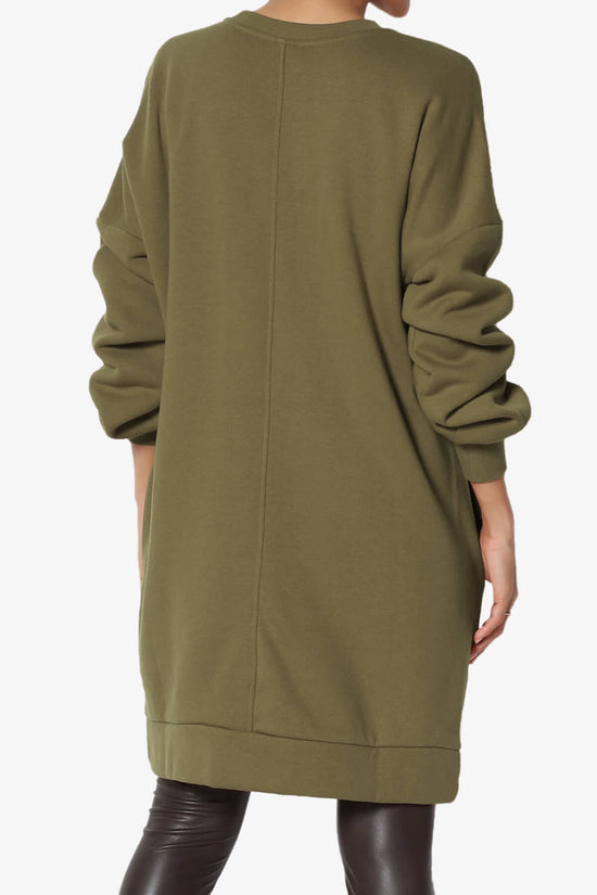 Accie V-Neck Tunic Sweatshirt OLIVE KHAKI_2
