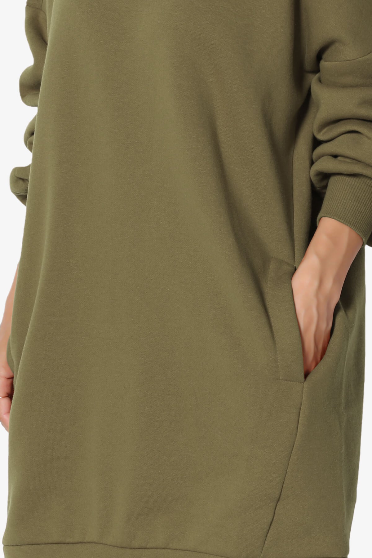 Accie V-Neck Tunic Sweatshirt OLIVE KHAKI_5
