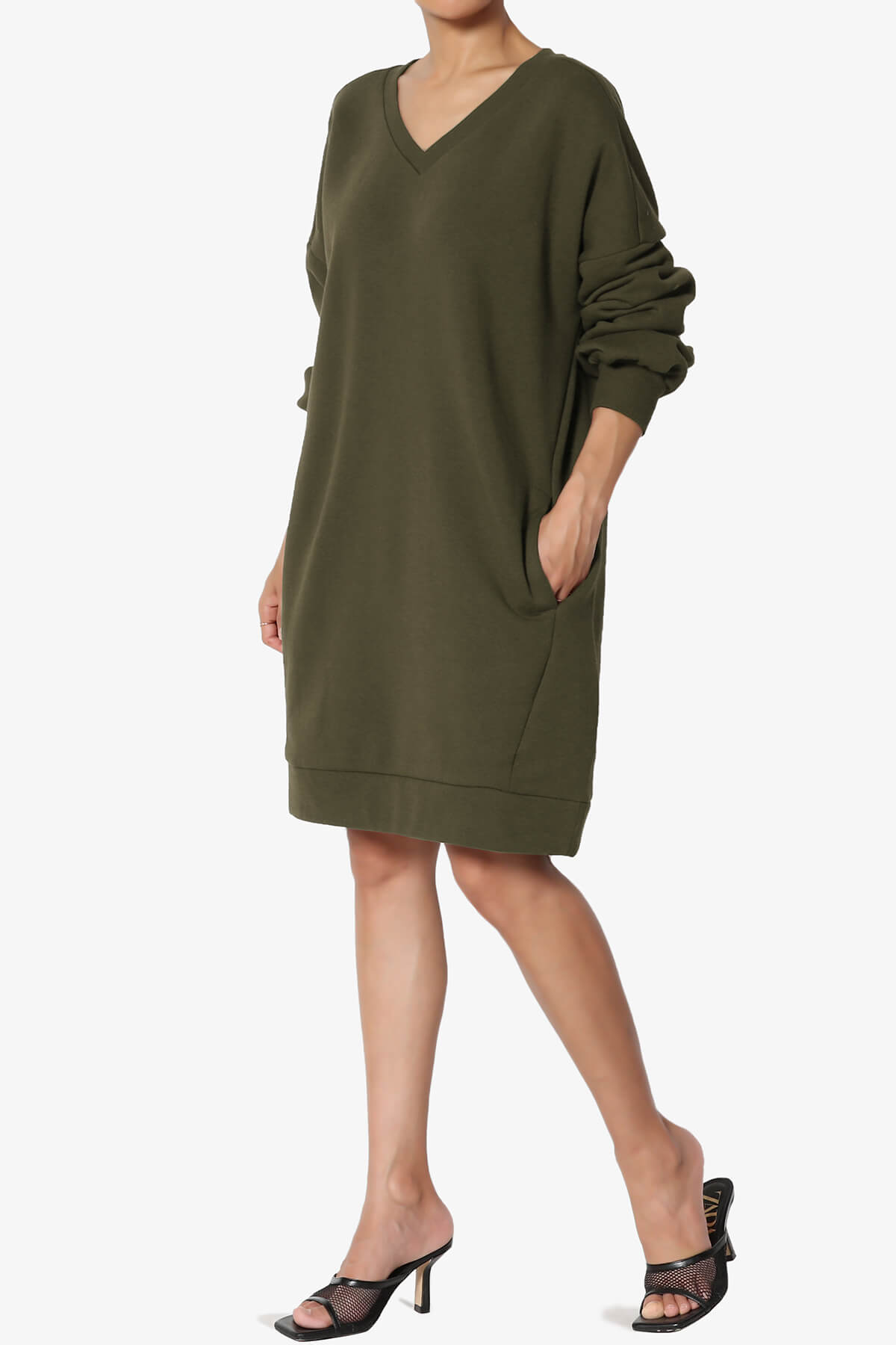 Accie V-Neck Tunic Sweatshirt OLIVE_6