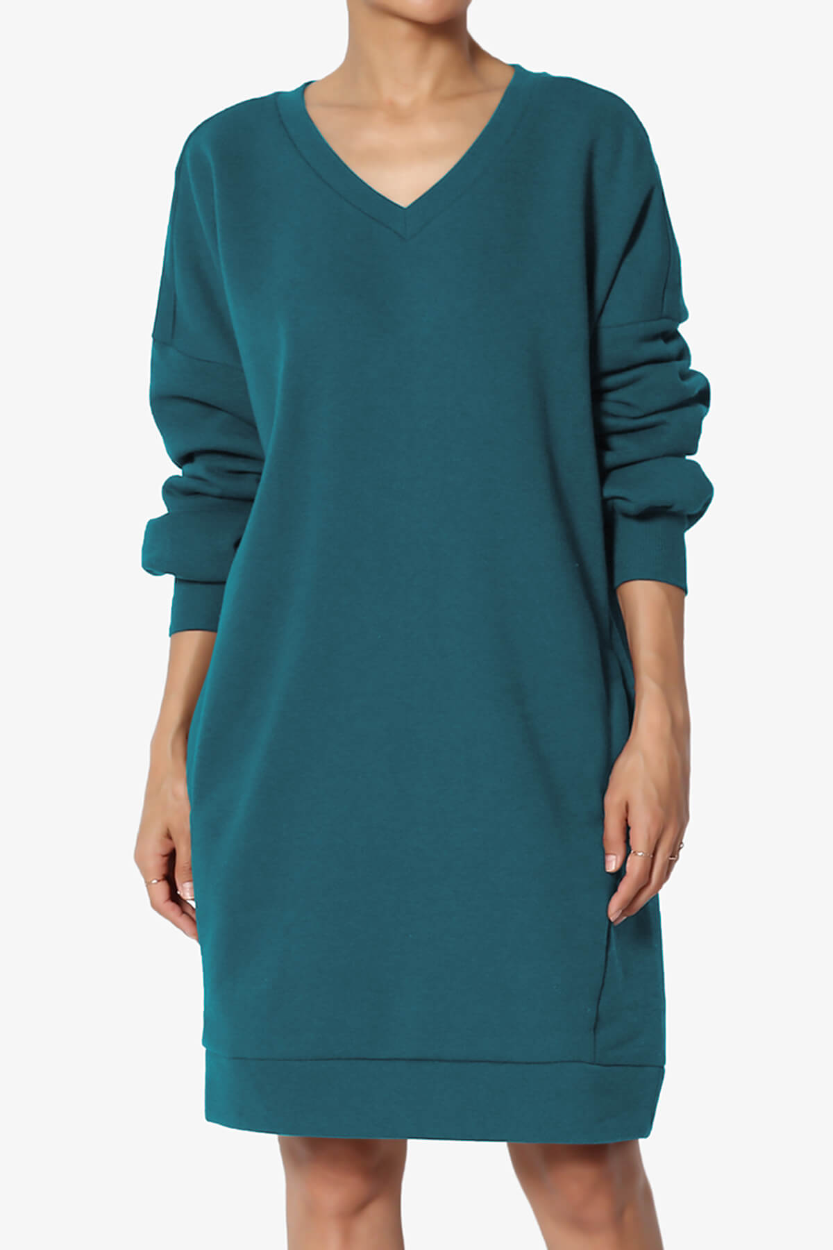 Accie V-Neck Tunic Sweatshirt TEAL_3