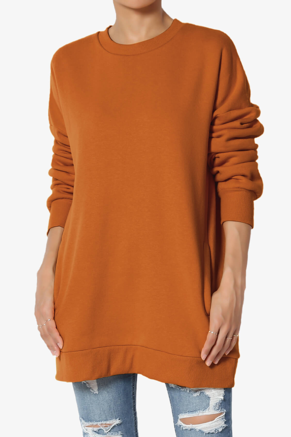 Accie Crew Neck Pullover Sweatshirts ALMOND_1