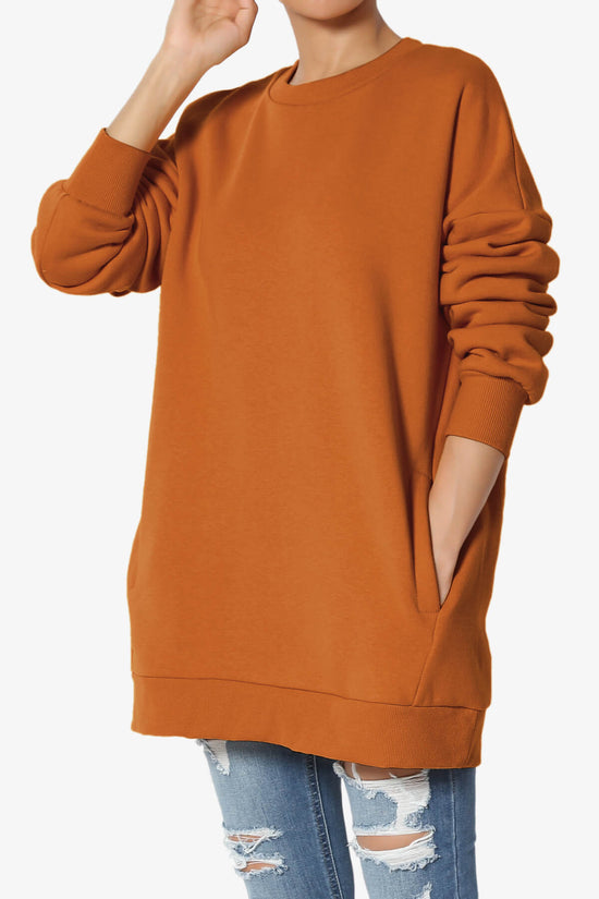 Accie Crew Neck Pullover Sweatshirts ALMOND_3