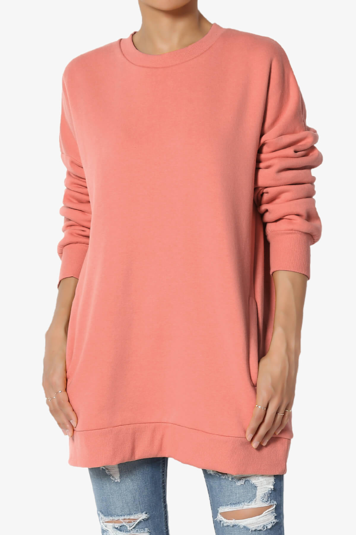Accie Crew Neck Pullover Sweatshirts ASH ROSE_1