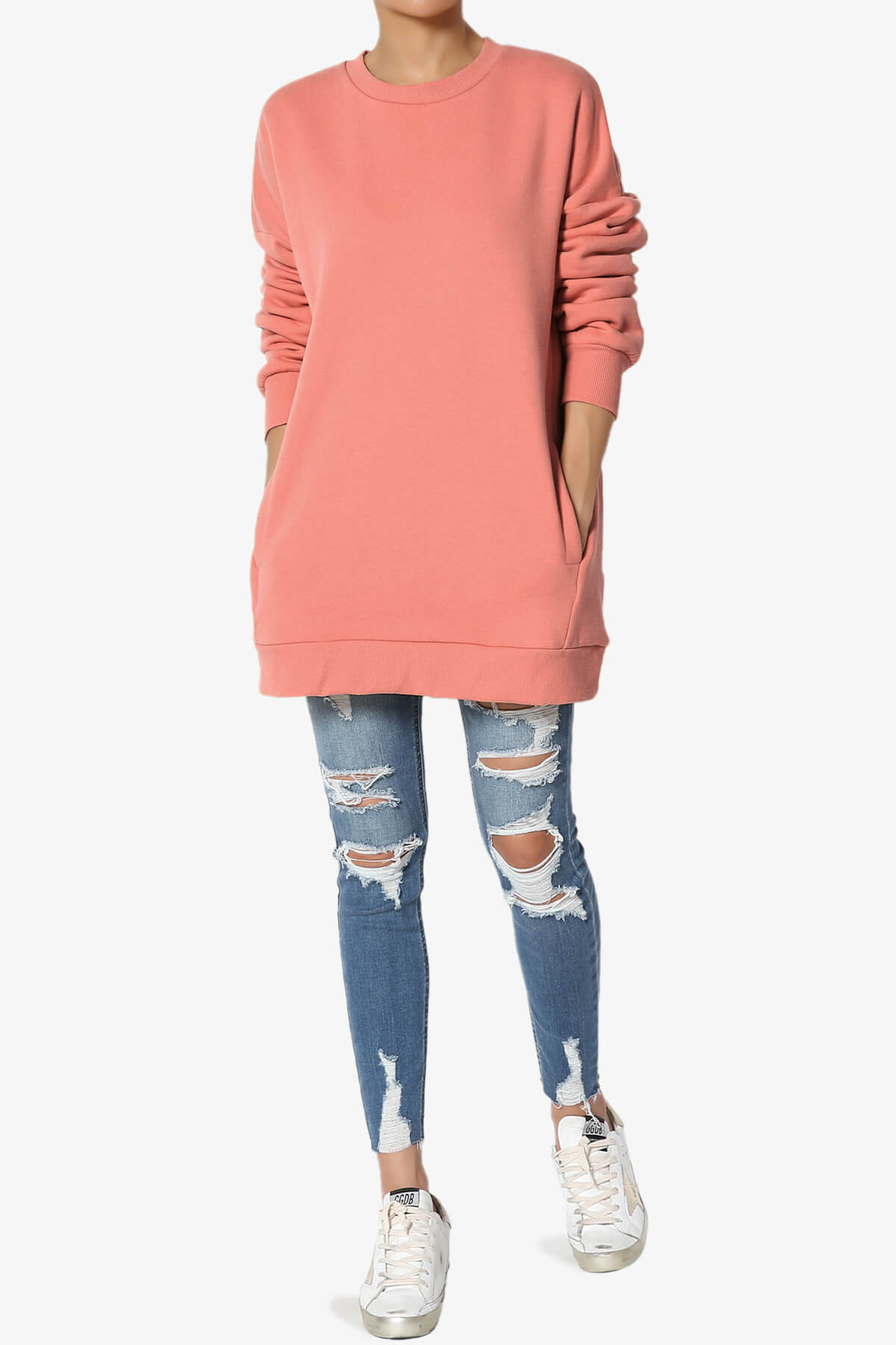 Accie Crew Neck Pullover Sweatshirts ASH ROSE_6