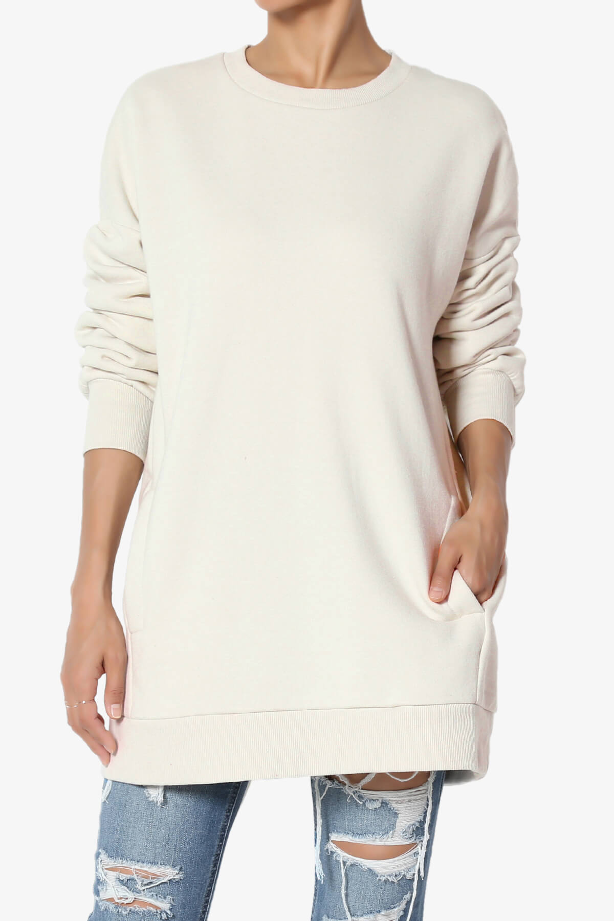 Accie Crew Neck Pullover Sweatshirts CREAM_1