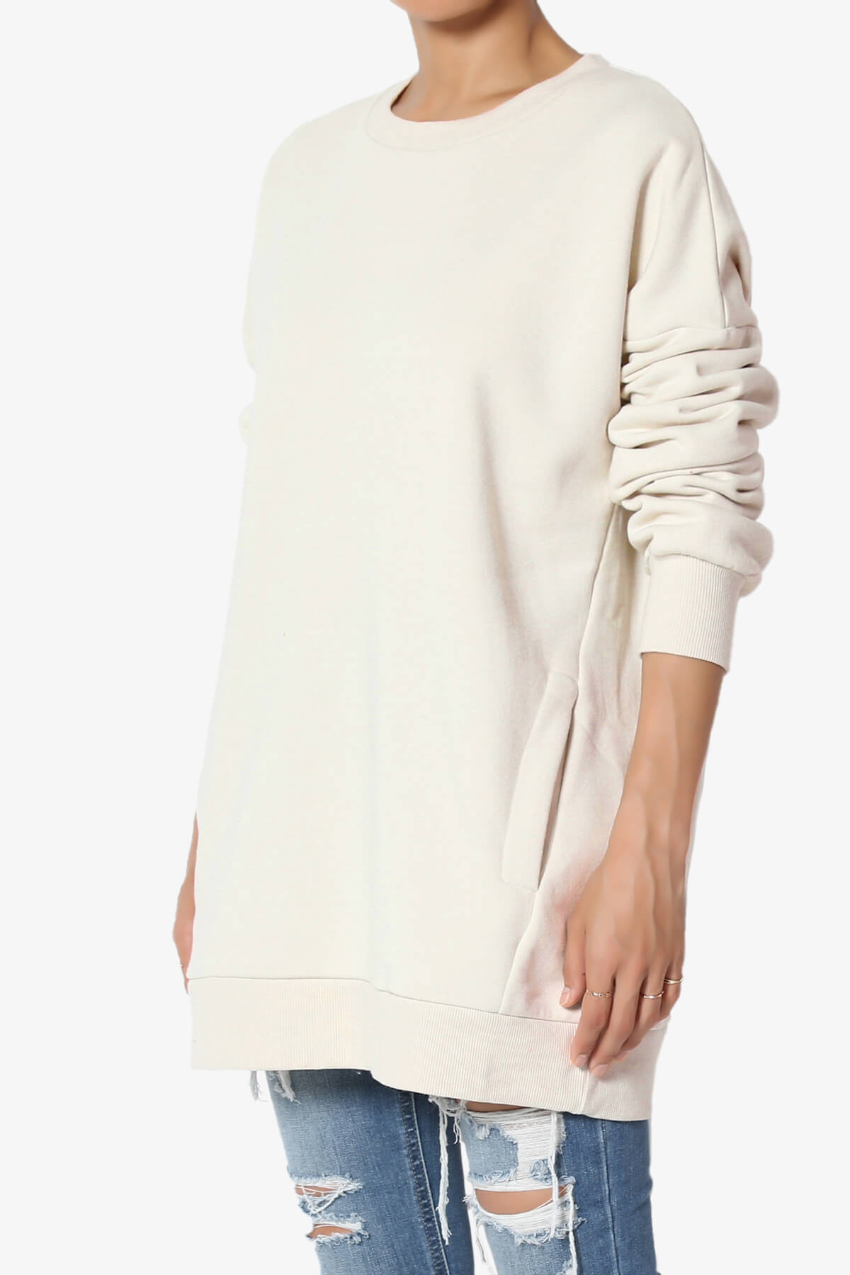 Accie Crew Neck Pullover Sweatshirts CREAM_3