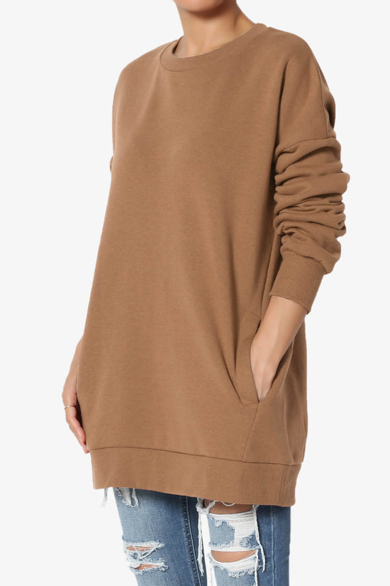 Accie Crew Neck Pullover Sweatshirts DARK CAMEL_1