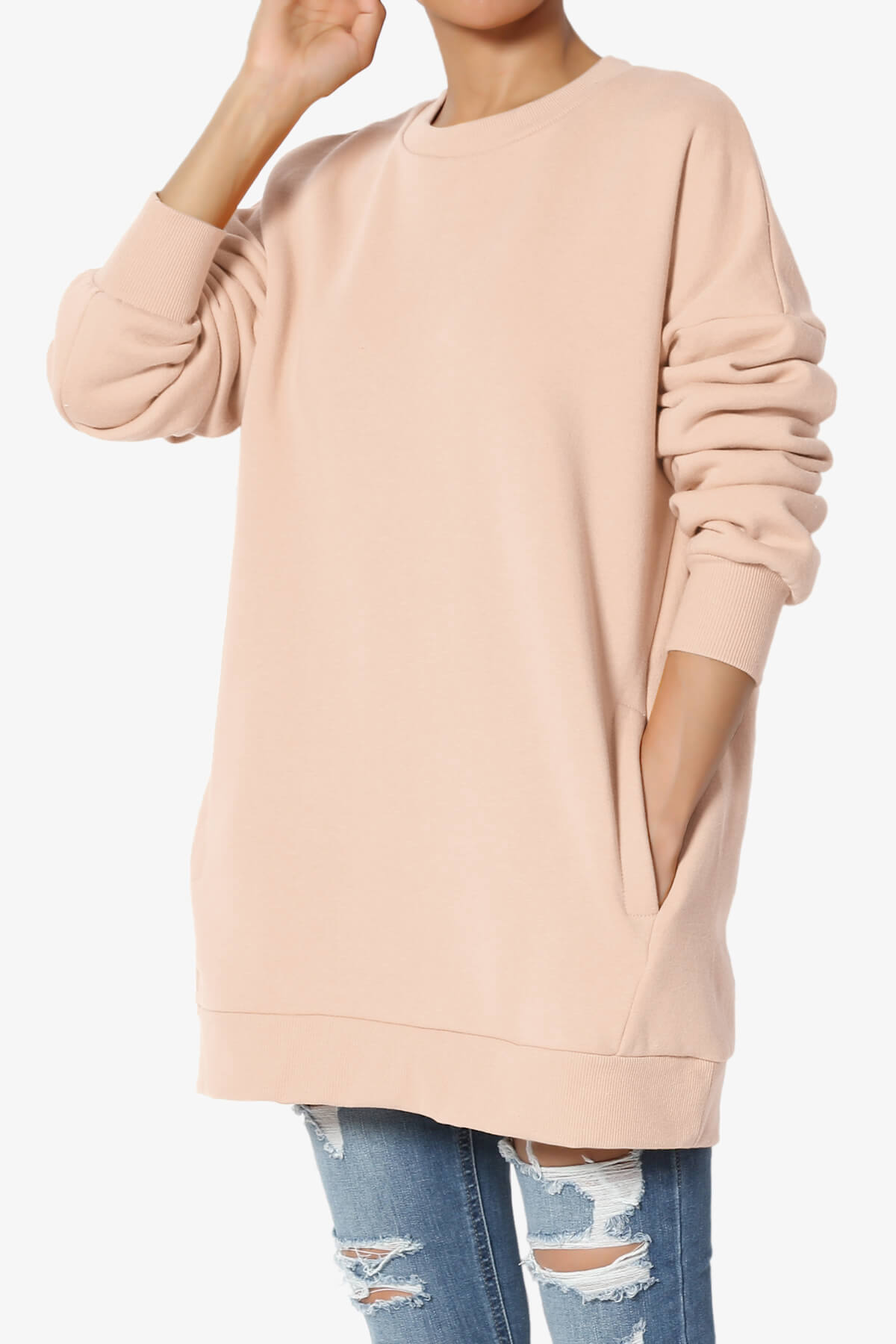 Accie Crew Neck Pullover Sweatshirts DUSTY BLUSH_3