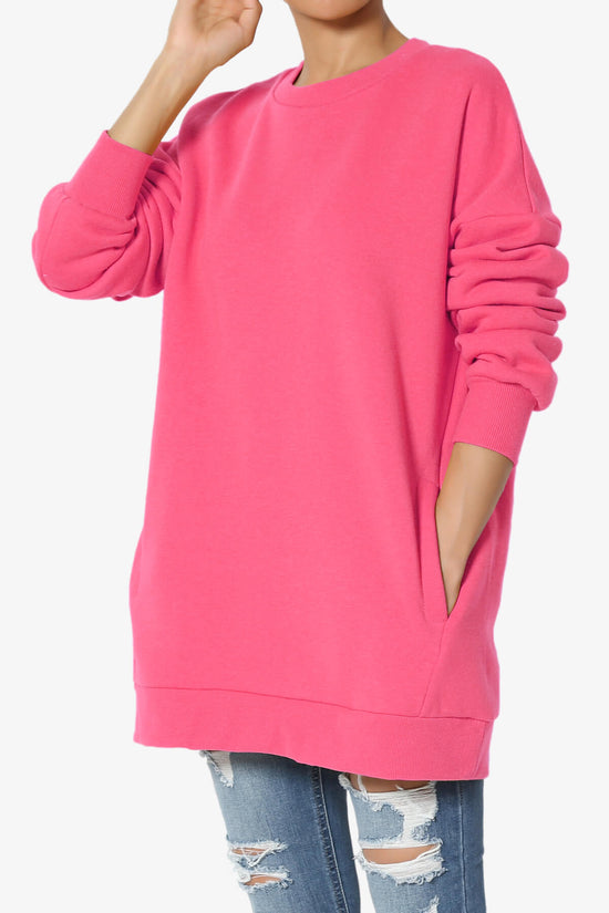Accie Crew Neck Pullover Sweatshirts FUCHSIA_3