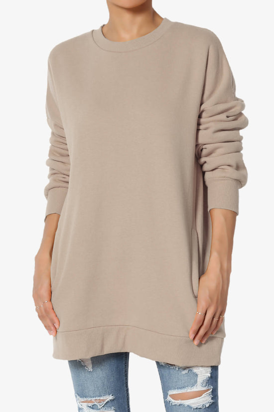 Accie Crew Neck Pullover Sweatshirts LIGHT MOCHA_1