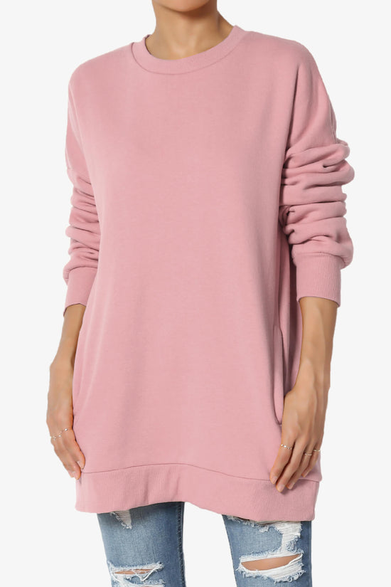 Accie Crew Neck Pullover Sweatshirts LIGHT ROSE_1