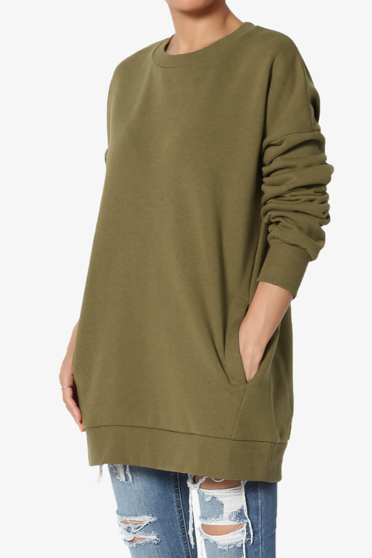 Accie Crew Neck Pullover Sweatshirts OLIVE KHAKI_1