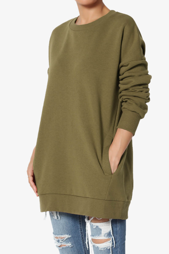 Accie Crew Neck Pullover Sweatshirts OLIVE KHAKI_1