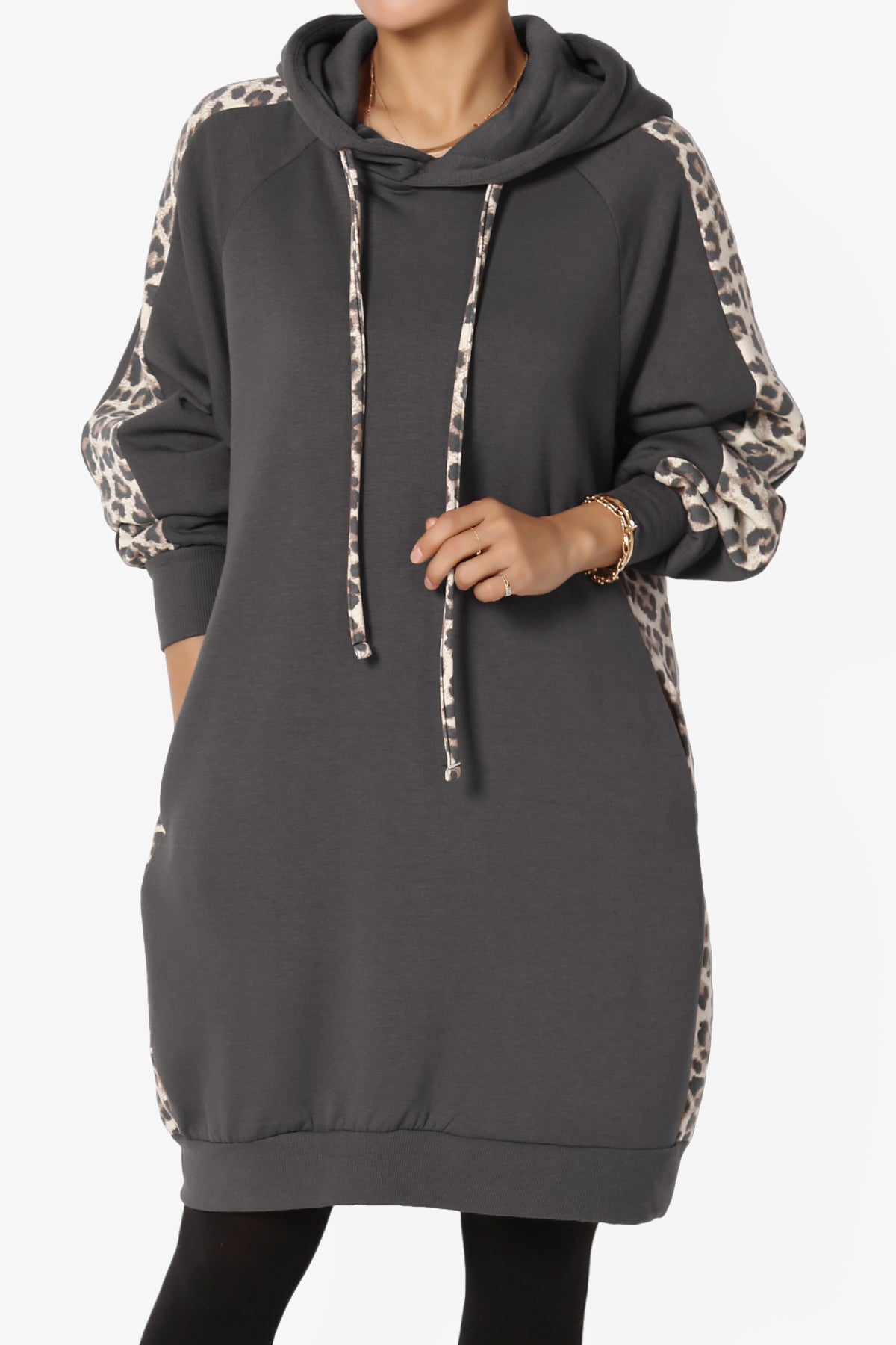 Parigi Leopard Accent Soft Longline Hoodie