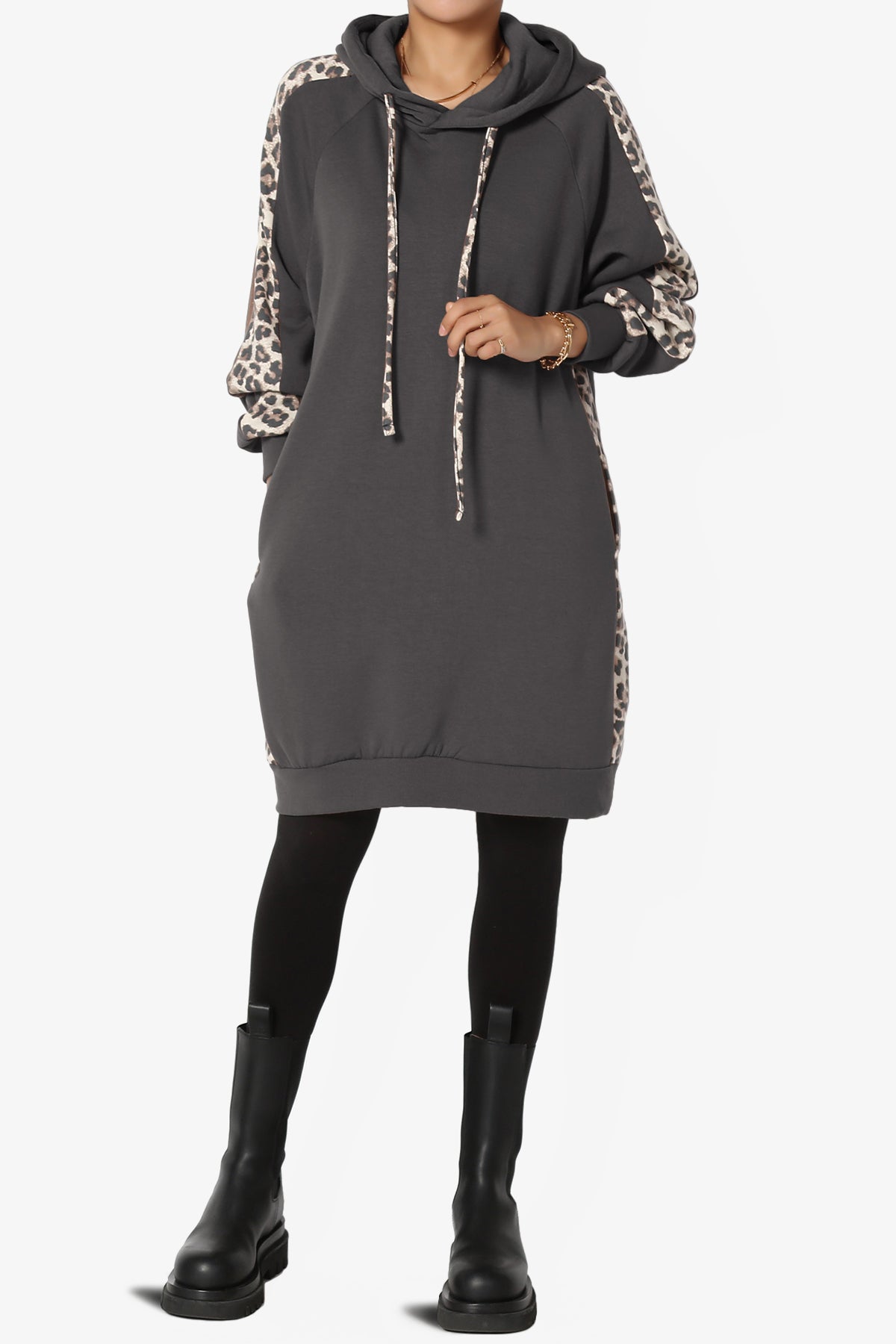 Parigi Leopard Accent Soft Longline Hoodie