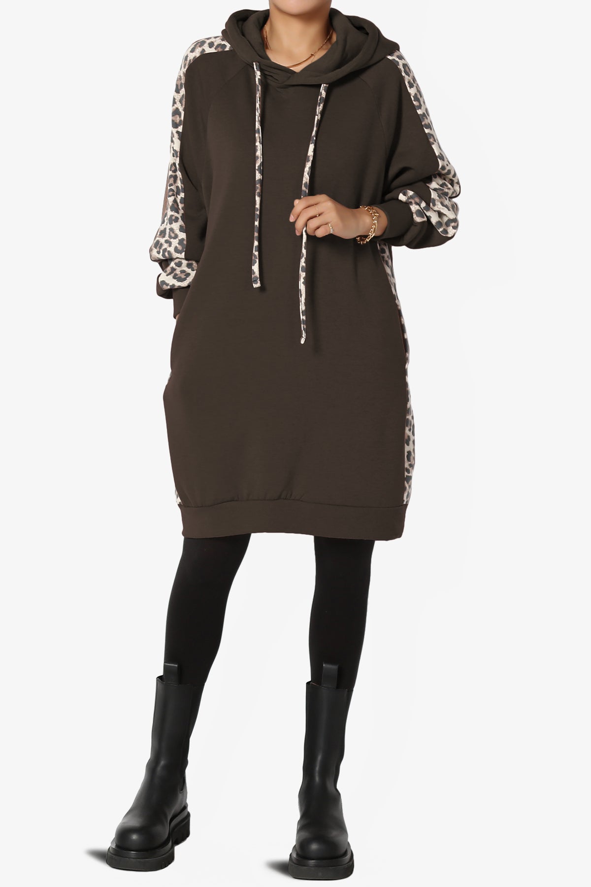 Parigi Leopard Accent Soft Longline Hoodie